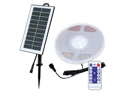 SOLAR STRIP Solární LED pásek 5m,panel 4,5V,aku 3,7V/2400mAh,IP65