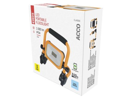 LED reflektor ACCO nabíjecí přenosný, 10W, žlutý, studená bílá