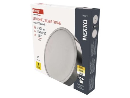 LED přisazené svítidlo NEXXO, kruhové, stříbrné, 28,5W, se změnou CCT