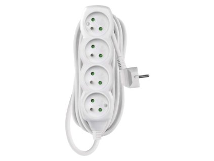 Prodlužovací kabel 5 m / 4 zásuvky / bílý / PVC / 1,5 mm2
