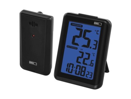 Digitální teploměr, bezdrátové čidlo, budík E8636