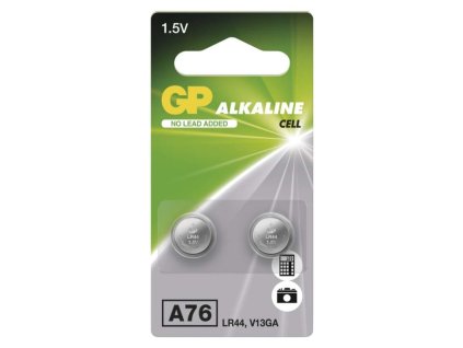 Alkalická knoflíková baterie GP A76F (LR44), 2 ks