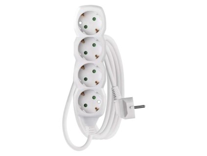 Prodlužovací kabel 3 m / 4 zásuvky / bílý / PVC / 1,5 mm2
