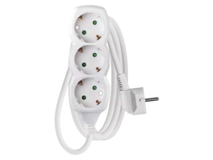 Prodlužovací kabel 1,5 m / 3 zásuvky / bílý / PVC / 1,5 mm2