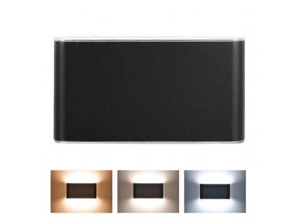 Solight LED venkovní nástěnné osvětlení Modena, 12W, 800lm, 3CCT, černá