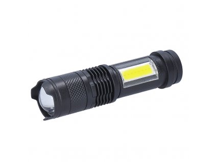 Solight LED nabíjecí kapesní svítilna se zoomem, 100lm + 70lm, Li-Ion, USB, černá