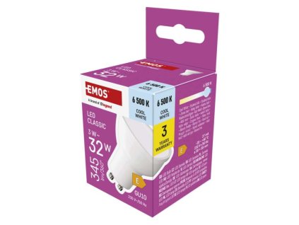 LED žárovka Classic MR16 bílá / GU10 / 3 W (32 W) / 345 lm / studená bílá