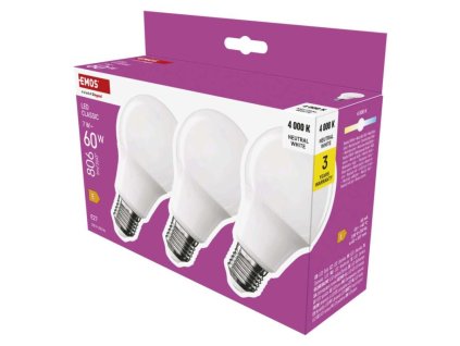 LED žárovka Classic A60 / E27 / 7 W  (60 W) / 806 lm / neutrální bílá