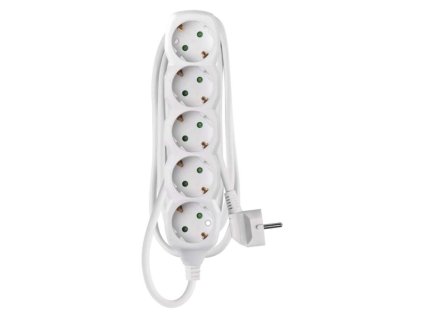 Prodlužovací kabel 2 m / 5 zásuvek / bílý / PVC / 1 mm2