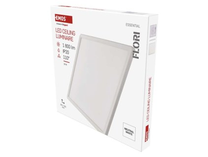 LED přisazené svítidlo FLORI čtvercové, bílé, 18W, neutrální bílá