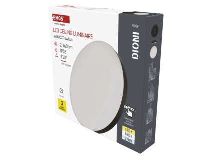 LED přisazené svítidlo DIONI kruhové, černé, 18W, se změnou CCT