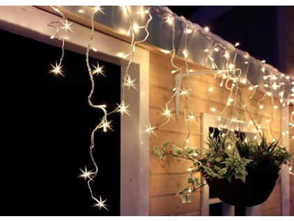 Výprodej Solight LED vánoční závěs, rampouchy, 120 LED, 3m x 0,7m, přívod 6m, venkovní, teplé bílé světlo, paměť, časovač