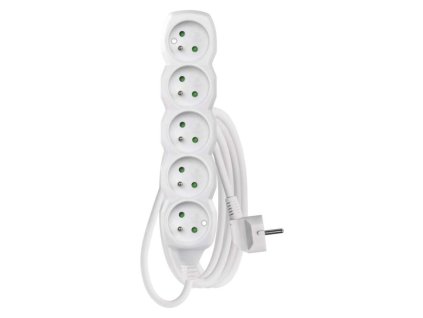 Prodlužovací kabel 2 m / 5 zásuvek / bílý / PVC / 1 mm2