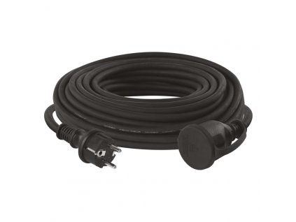 Venkovní prodlužovací kabel 20 m / 1 zásuvka / černý / guma-neopren / 230 V / 1,5 mm2