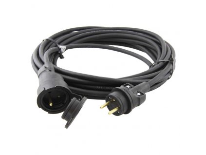 Venkovní prodlužovací kabel 15 m / 1 zásuvka / černý / guma / 230 V / 1,5 mm2