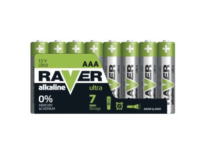 Alkalická baterie RAVER AAA (LR03), 8 ks