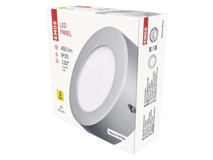 LED přisazené svítidlo PROFI, kruhové, stříbrné, 6W neutrální bílá