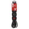 Prodlužovací kabel 3 m / 3 zásuvky / s vypínačem / černý / PVC / 1,5 mm2