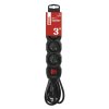 Prodlužovací kabel 3 m / 4 zásuvky / s vypínačem / černý / PVC / 1,5 mm2