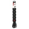 Prodlužovací kabel 2 m / 5 zásuvek / s vypínačem / černý / PVC / 1 mm2