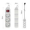 Prodlužovací kabel 2 m / 3 zásuvky / s vypínačem / bílý / PVC / 1 mm2