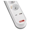 Prodlužovací kabel 3 m / 5 zásuvky / s vypínačem / bílý / 1× USB-A + 1× USB-C / 1,5 mm2