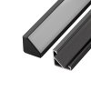 LED profil R6C černý rohový 16*16 - Profil bez krytu 1m