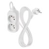 Prodlužovací kabel 2 m / 2 zásuvka / bílý / PVC / 1 mm2