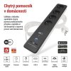 GoSmart prodlužovací kabel 2 m / 4 zásuvky / s vyp. / s USB / bílá-černá / PVC / 1,5 mm2