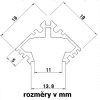 LED profil R4 - rohový - Profil bez krytu 2m