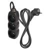 Prodlužovací kabel 1,5 m / 3 zásuvky / černý / PVC / 1 mm2