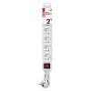 Prodlužovací kabel 2 m / 6 zásuvek / s vypínačem / bílý / PVC / 1 mm2