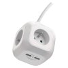 Prodlužovací kabel - kostka 1,9 m / 4 zásuvky / bílý / PVC / s USB / 1 mm2