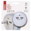 LED noční světlo P3313 do zásuvky s 2× USB