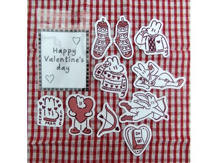 Valentýnské samolepky - zajíčci