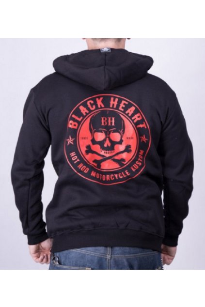 Pánská mikina BLACK HEART RED SKULL přední strana