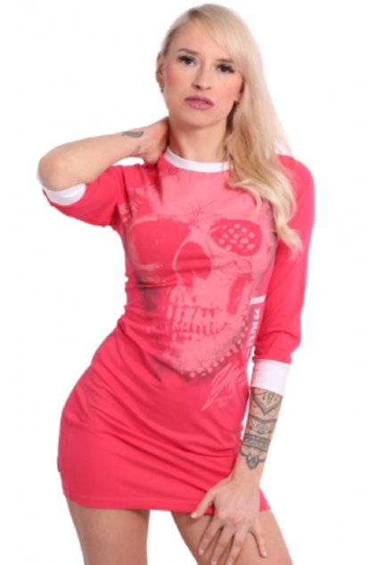 Yakuza dámské šaty Glowing Skull Bodycon GKB 17116 geranium