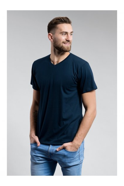 Pánská triko CityZen NAVY výstřih do V