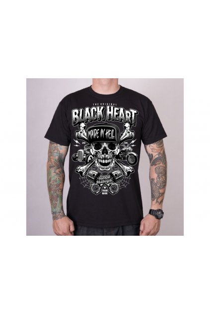 12714 motorkarske triko tricko black heart sinner
