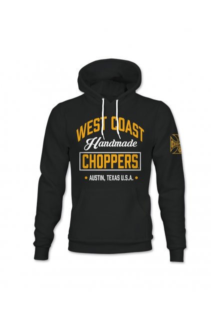 west coast choppers mikina s kapuci bez zipu wcc handmade hoody black
