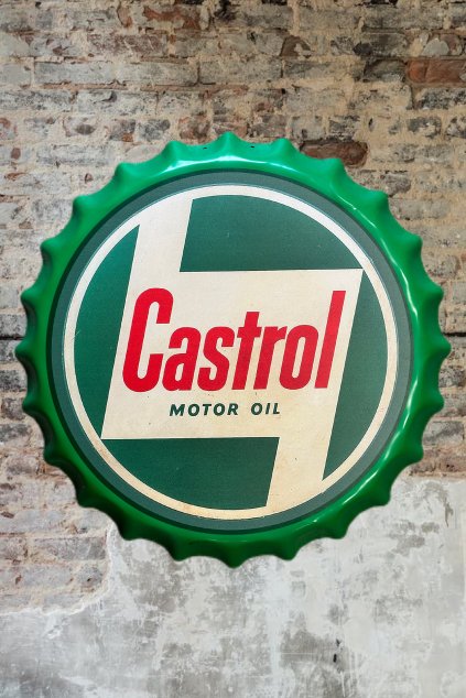Plechová cedule zátka Castrol 40cm
