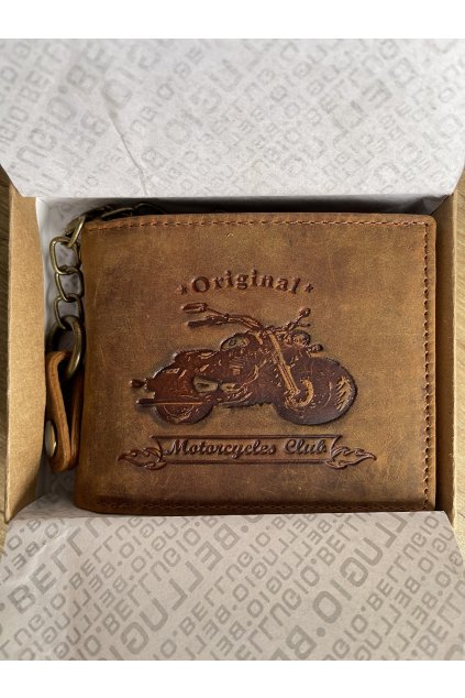 Kožená peněženka s patinou Motorcycle Club