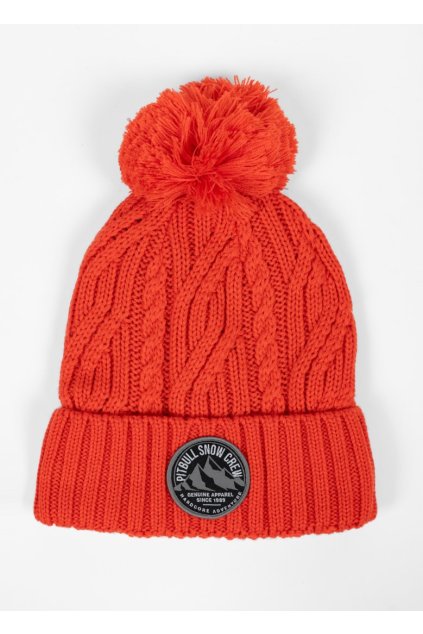 pitbull west coast zimni pletena cepice s bambuli snow crew cervena