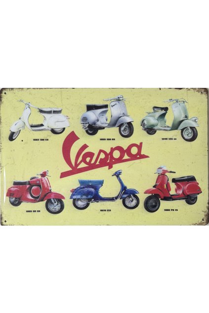 Plechová cedule Vespa models 20x30cm