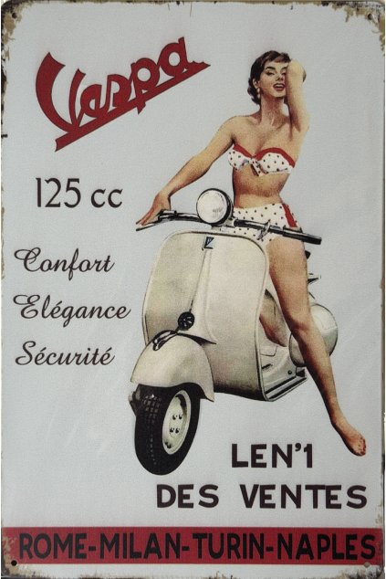 Plechová cedule Vespa 125cc 20x30cm
