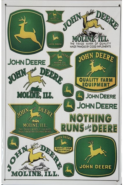 Plechová cedule John Deere logos 20x30cm