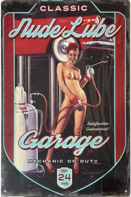 Plechová cedule Garage OPEN 24 20x30cm