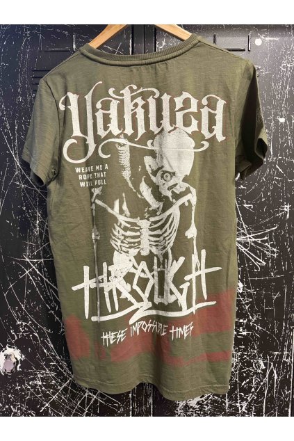 Pánské triko Yakuza Through bones 15022 olive dye