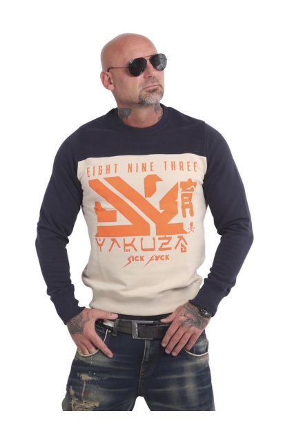 Pánská mikina bez kapuce Yakuza PB 17014 white cap