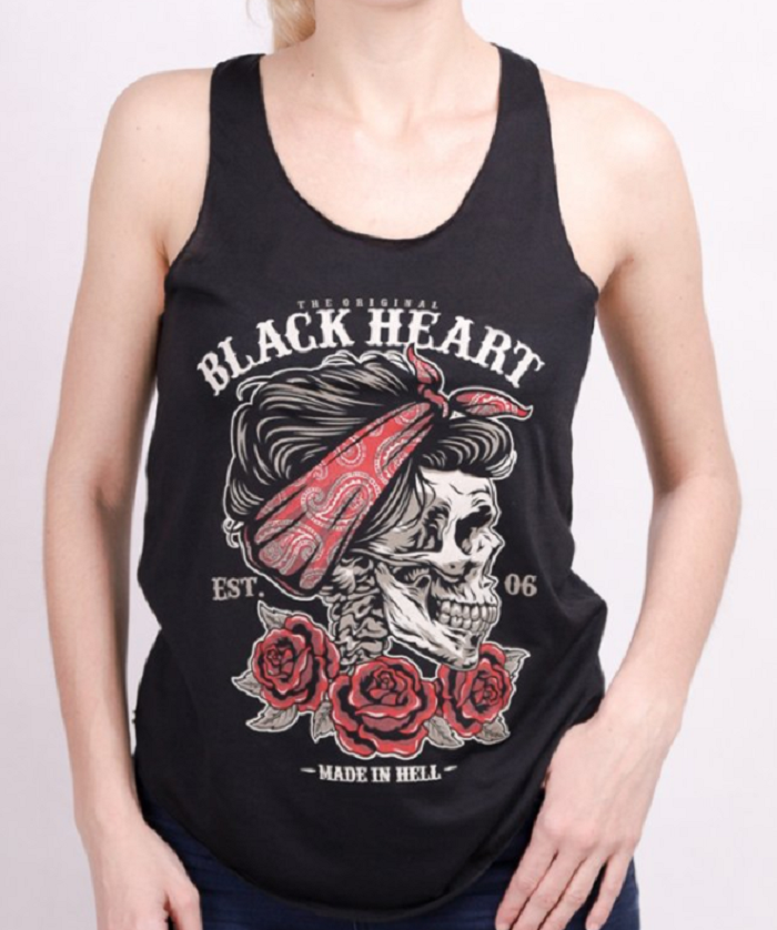 Dámské Tílko BLACK HEART PIN SKULL Velikost: L